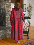April Cornell Fireside Red Plaid Nightgown model back view — Cloud Nine Pajamas