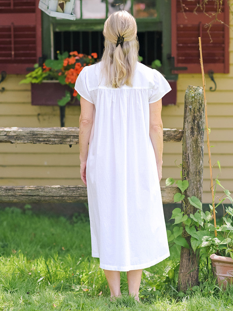 April Cornell Cottage Scatter Cotton Nightgown on model showing the view of the back