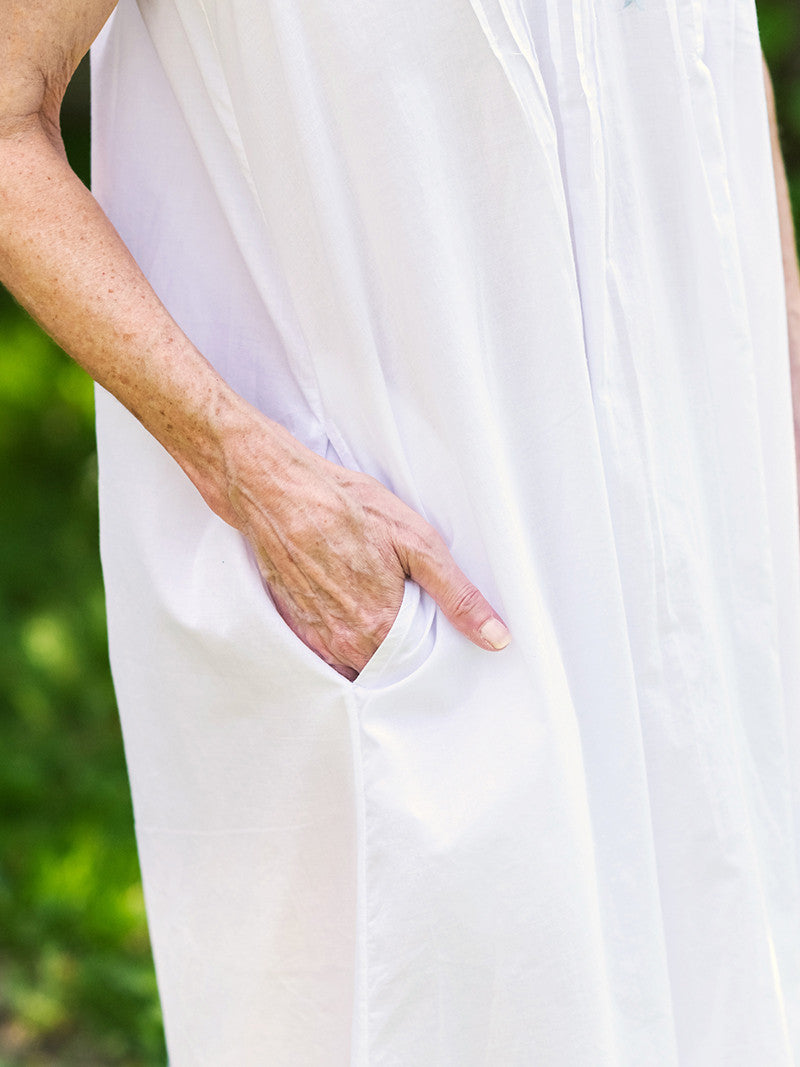 April Cornell Cottage Scatter Cotton Nightgown showing the side seam pockets 