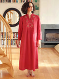 Long Cotton Nightgown Merriment Red