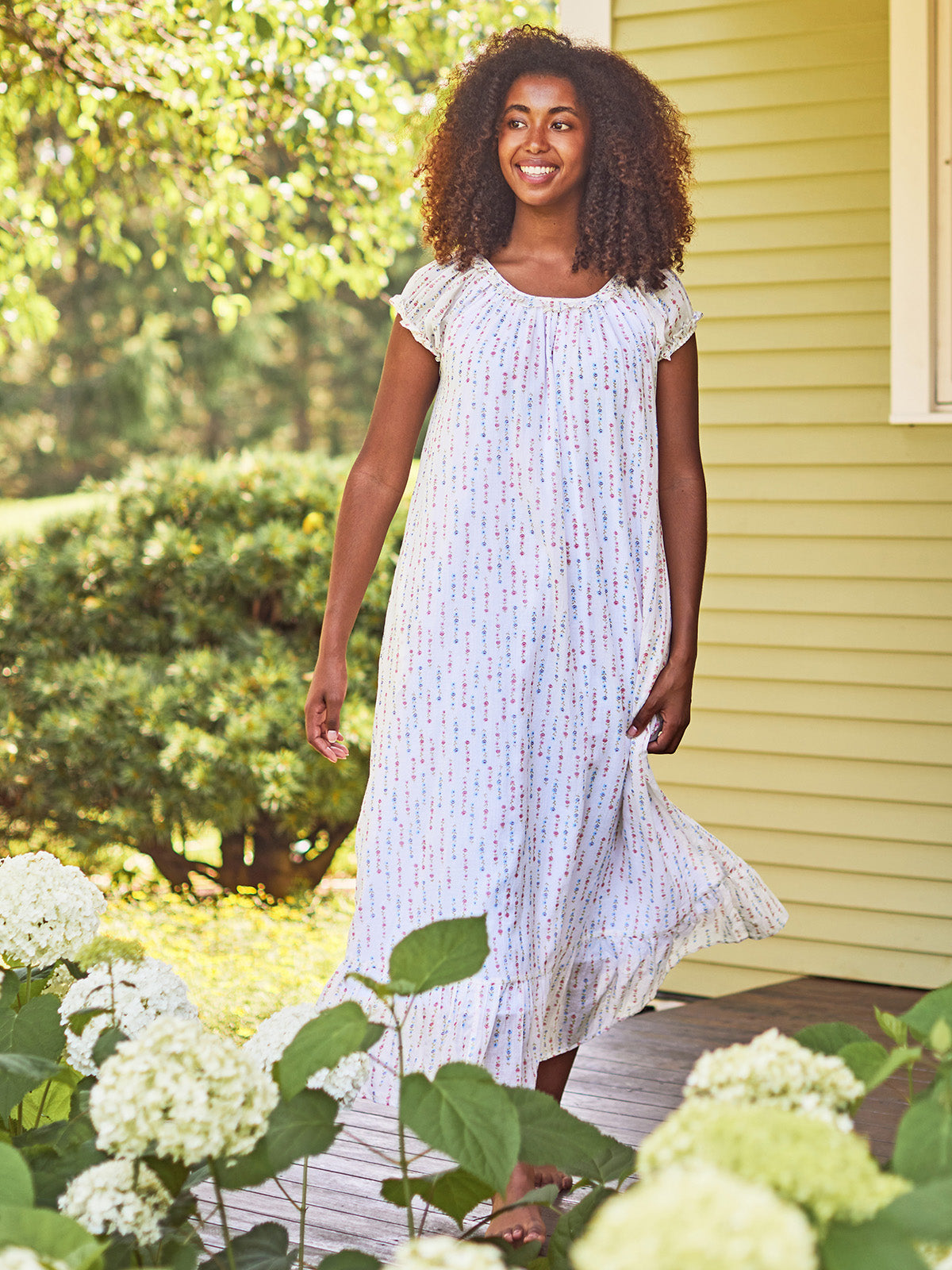 Nightgown Cotton Darling Flower White