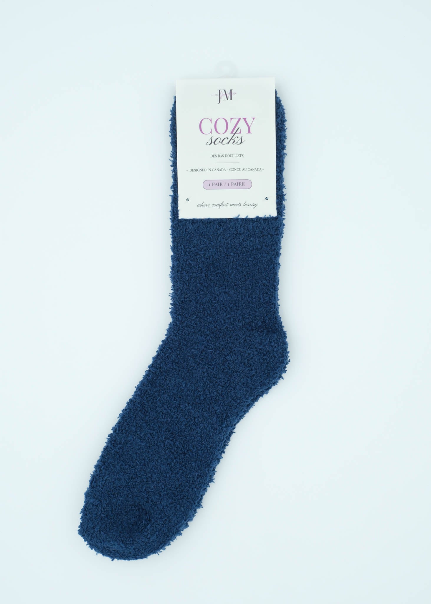 Lounge by Jan Marie Cozy Cloud Spa Socks Navy plush slouch sock — Cloud Nine Pajamas Edmonton