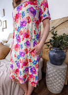 Nightshirt dress V Neck With Pockets Bamboo Blooming Love georgia rylan