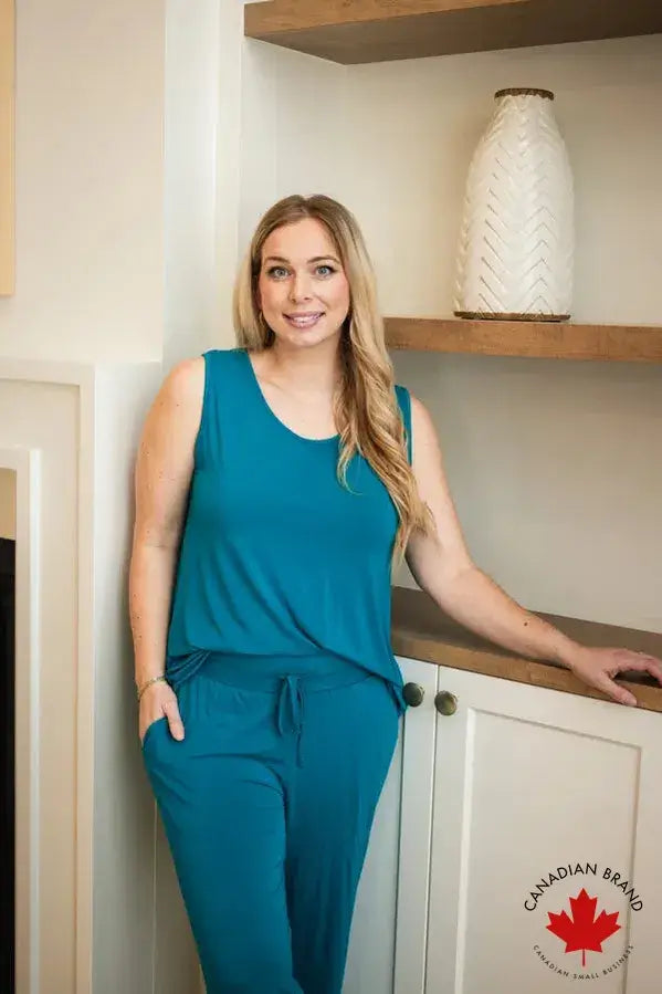 🌊 PJ Tank/Straight Leg Pant Bamboo | Cyan Teal 🌊