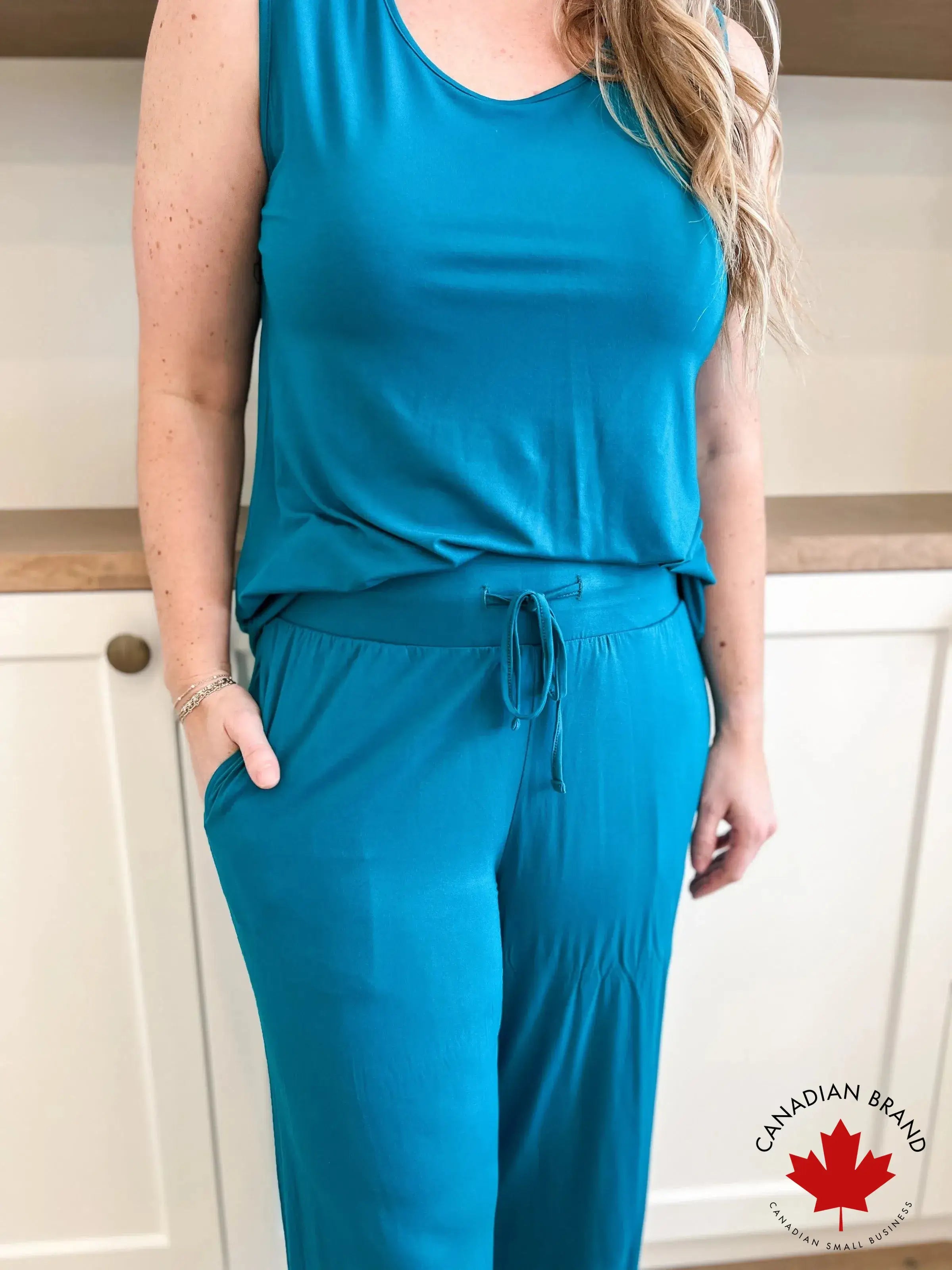 🌊 PJ Tank/Straight Leg Pant Bamboo | Cyan Teal 🌊