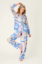 PJ Salvage Allons-Y ivory flannel set full length model — Cloud Nine Pajamas
