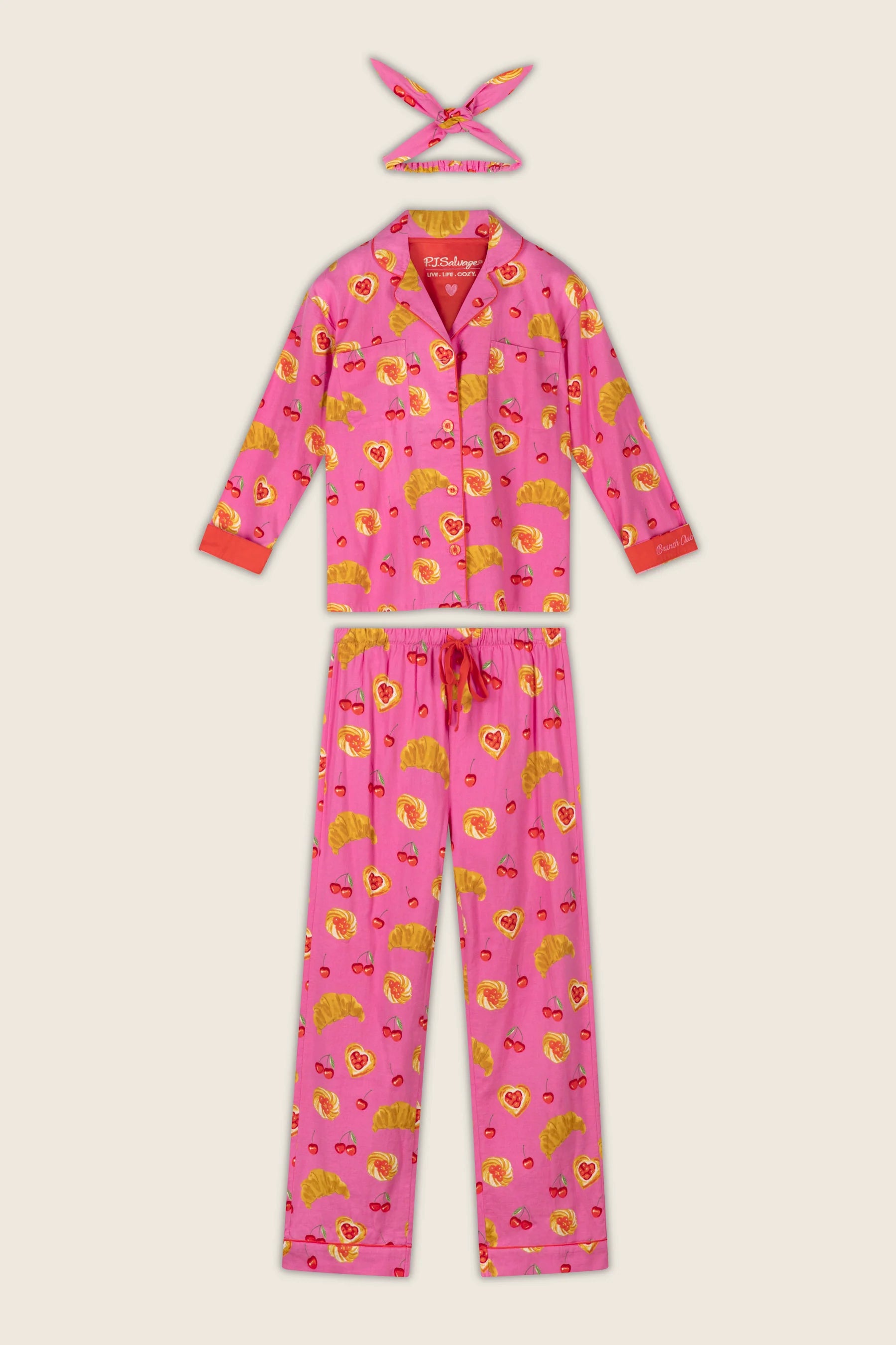PJ Salvage Brunch Club pant set full length flat lay — Cloud Nine Pajamas