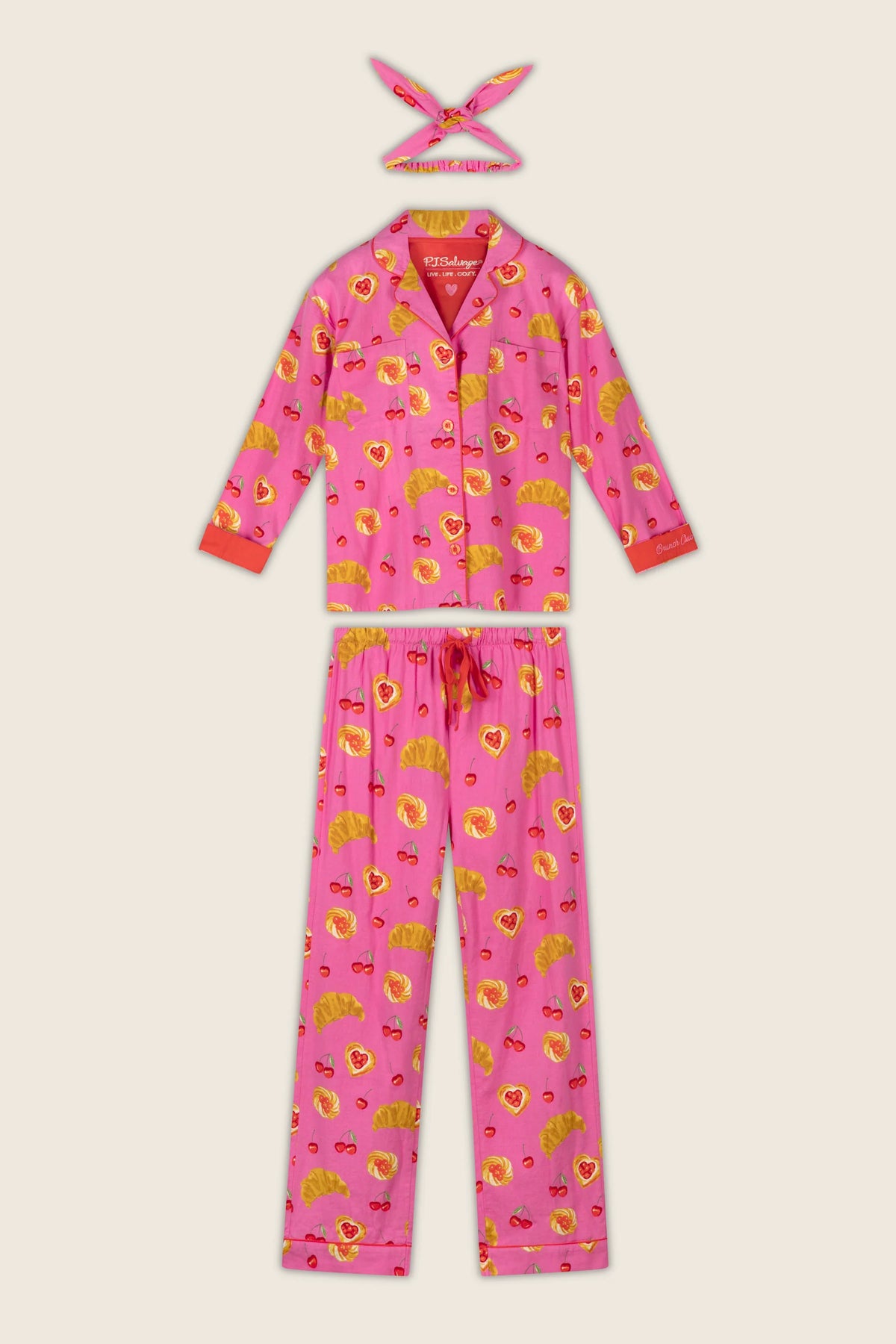 PJ Salvage Brunch Club pant set full length flat lay — Cloud Nine Pajamas
