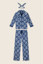 PJ Salvage Ma Cherie navy fruit print flannel set with hair wrap — Cloud Nine Pajamas