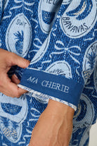 PJ Salvage Ma Cherie "Ma Cherie" embroidered cuff detail close-up — Cloud Nine Pajamas