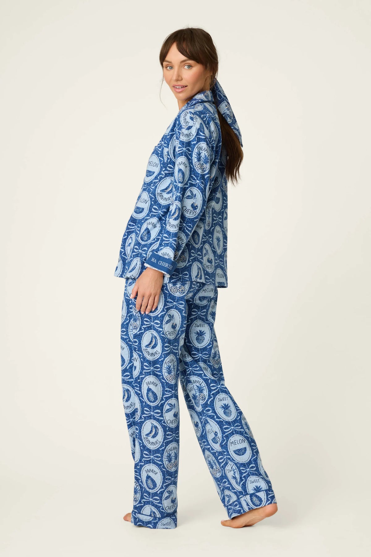 PJ Salvage Ma Cherie flannel pyjama set back view — Cloud Nine Pajamas