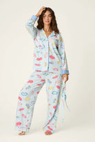 PJ Salvage Vacation Mode flannel pyjama set long sleeve top front — Cloud Nine Pajamas
