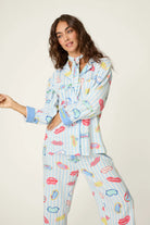 PJ Salvage Vacation Mode flannel set lifestyle — Cloud Nine Pajamas Edmonton