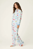 PJ Salvage Vacation Mode flannel set wide-leg pant detail — Cloud Nine Pajamas