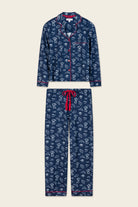 PJ Salvage Bonjour Babe navy butter jersey set wide-leg pant detail — Cloud Nine Pajamas