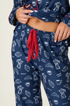 PJ Salvage Bonjour Babe French breakfast print close-up of waistband — Cloud Nine Pajamas