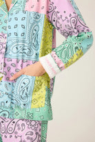 Howdy Honey Paisley Print Flannel PJ Set with pastel colors and playful design from PJ Salvage.