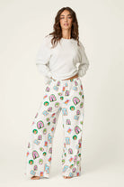 PJ Salvage Picture Purrfect flannel pant wide-leg full length — Cloud Nine Pajamas
