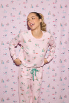 Peace & Pawlidays Dog Print Waffle PJ Set | Pink | PJ Salvage for Women