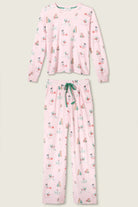 Peace & Pawlidays Dog Print Waffle PJ Set | Pink | PJ Salvage for Women
