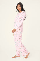 Peace & Pawlidays Dog Print Waffle PJ Set | Pink | PJ Salvage for Women
