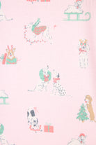 Peace & Pawlidays Dog Print Waffle PJ Set | Pink | PJ Salvage for Women close up of the print