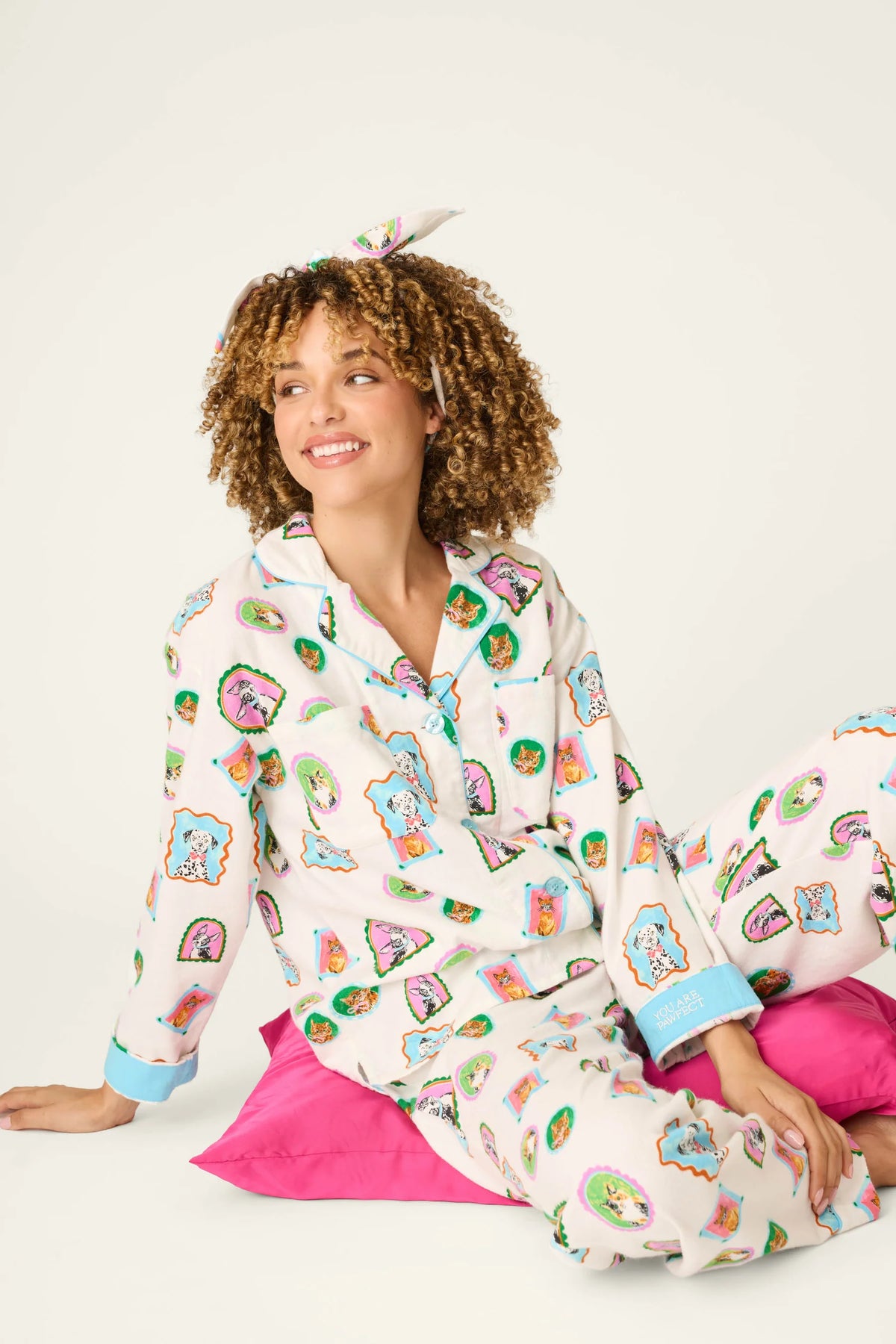 PJ Salvage Picture Purrfect set lifestyle — Cloud Nine Pajamas Edmonton