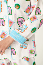 PJ Salvage You Are Pawfect "You Are Pawfect" embroidered cuff close-up — Cloud Nine Pajamas