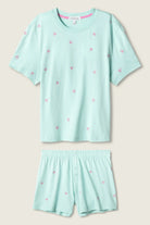 Women's mint cotton bow jersey lounge set pj salvage