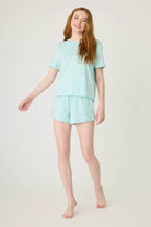 Women's mint cotton bow jersey lounge set pj salvage