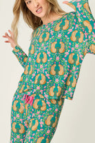 PJ Salvage Cheetah Bonita Dreams pant close-up showing cheetah and floral print — Cloud Nine Pajamas