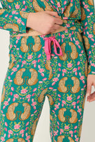 PJ Salvage Cheetah Bonita Dreams pant close-up showing cheetah and floral print — Cloud Nine Pajamas