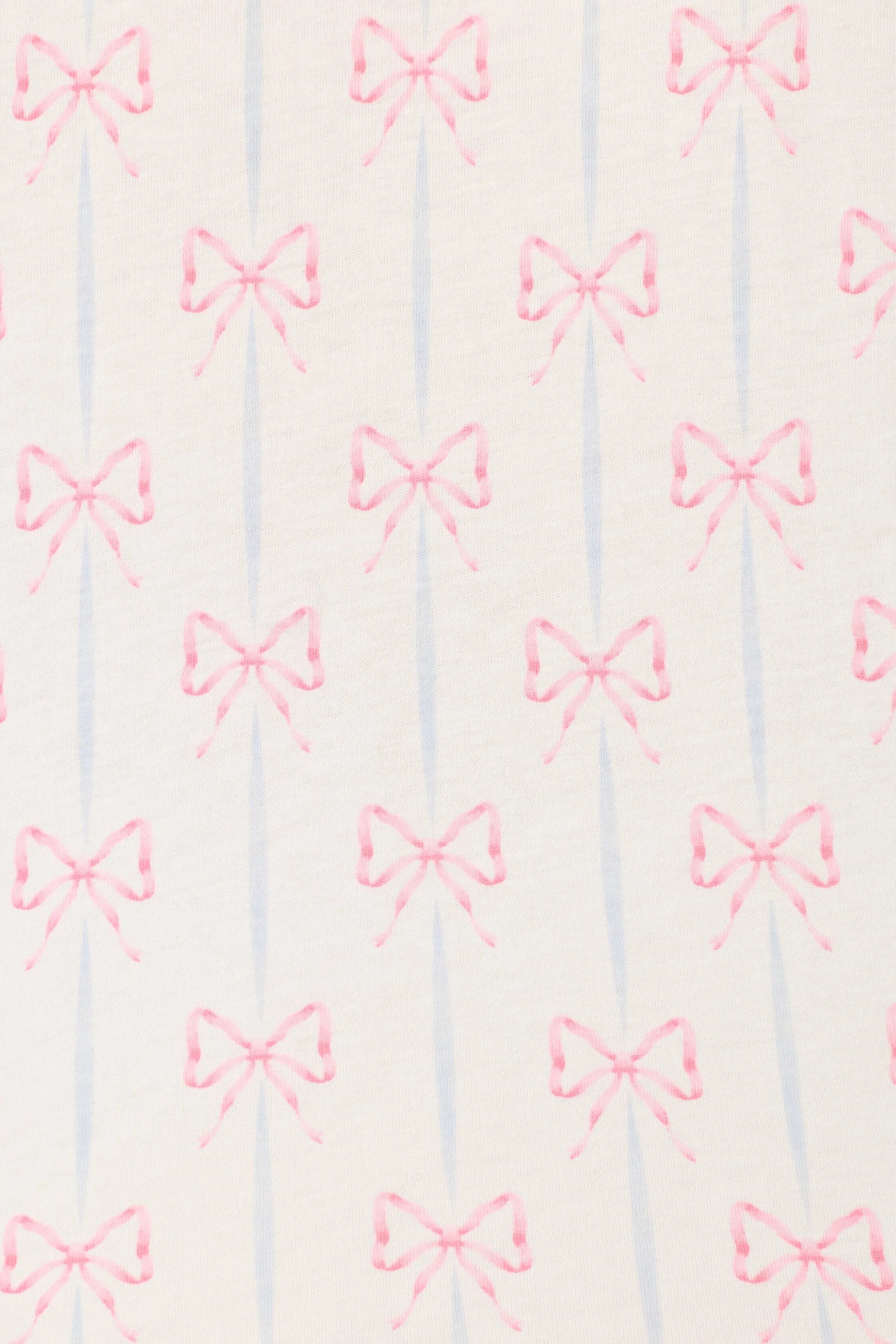 Playful Prints Cotton-Modal Long Sleeve Pajama Set by PJ Salvage in All Wrapped Up Pink Bow Print showing closeup of print