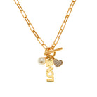Foxy Originals PSILY Love Charm Necklace Gold charm cluster close-up — Cloud Nine Pajamas