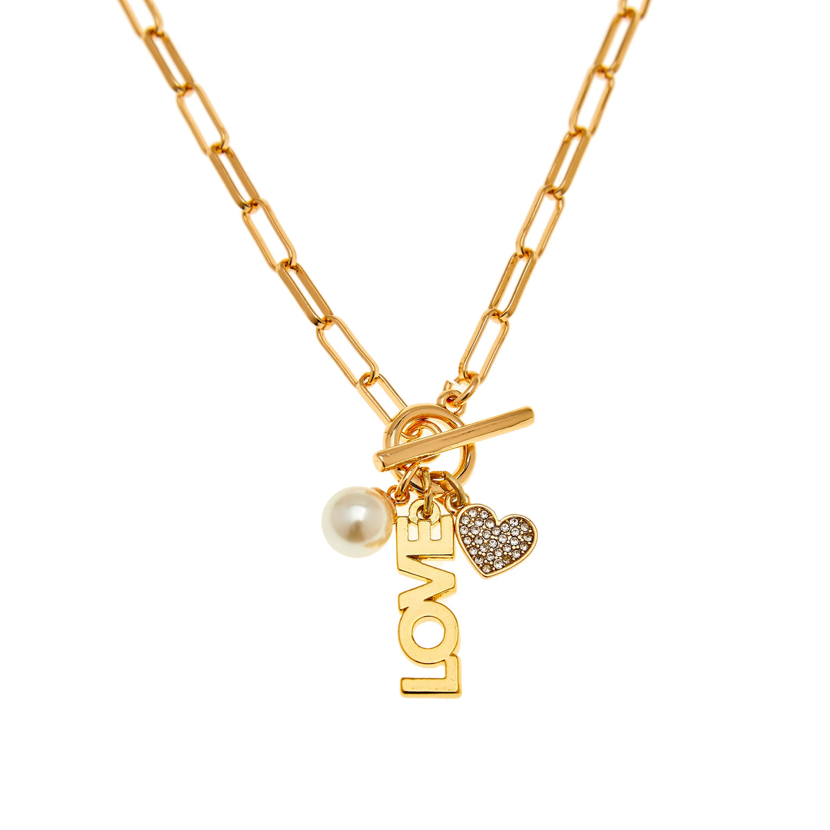 Foxy Originals PSILY Love Charm Necklace Gold charm cluster close-up — Cloud Nine Pajamas