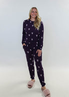 Purple Bows Print Long Sleeve & Jogger Bamboo PJ Set by Georgia Rylan