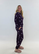 women's loungewear jogger set purple with bows bamboo GEORGIA RYLAN