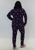 women's loungewear jogger set purple with bows bamboo GEORGIA RYLAN plus size