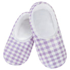 Snoozies Skinnies Lightweight Slipper Socks in Purple Gingham Print - Non-skid Sole