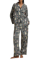 Polo Ralph Lauren Madison Bear Striped Cotton Sateen Pajama Set front view on model — Cloud Nine Pajamas Edmonton