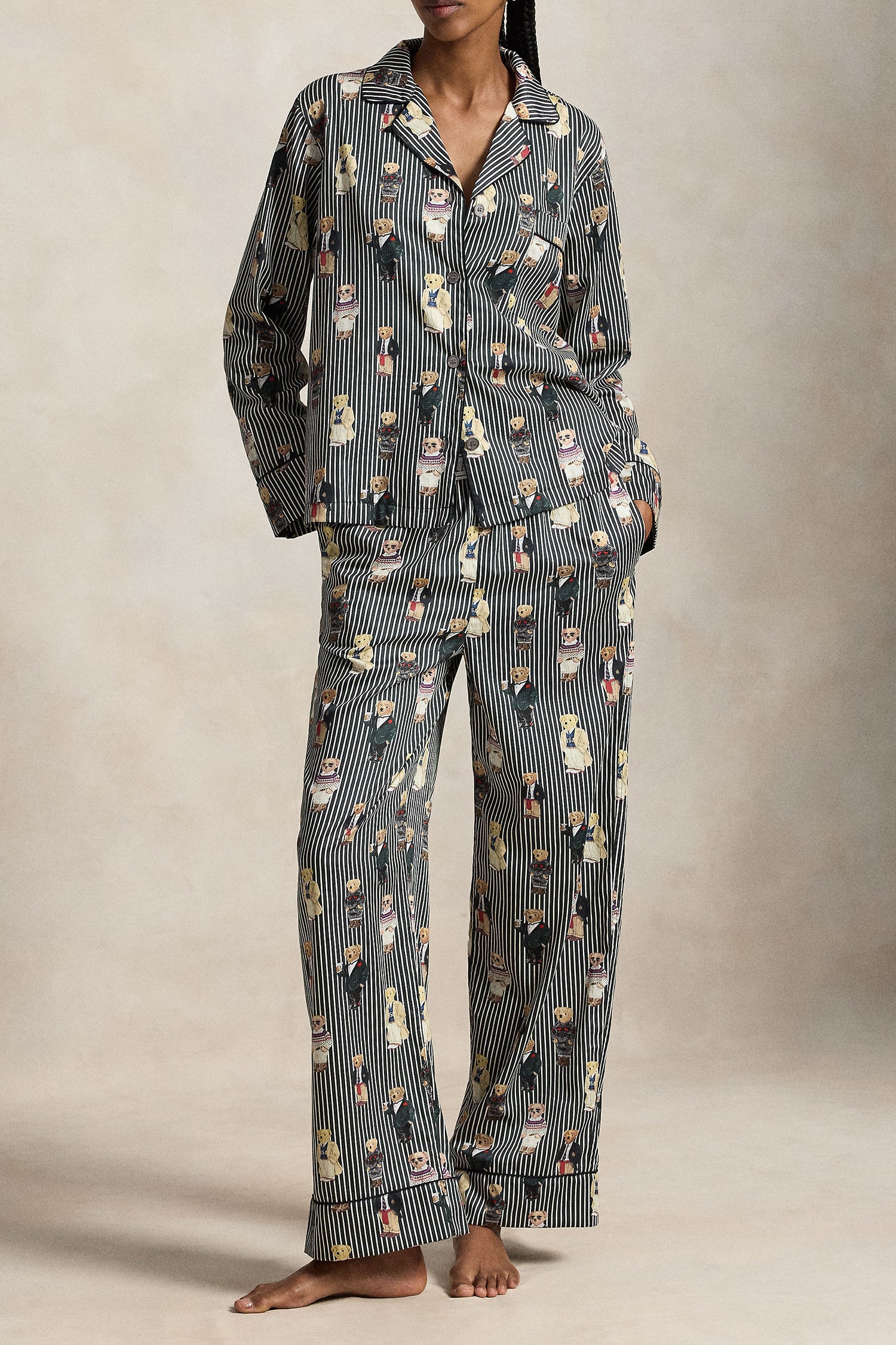 Polo Ralph Lauren Madison Bear Striped Cotton Sateen Pajama Set lifestyle — Cloud Nine Pajamas Edmonton
