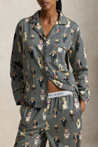 Polo Ralph Lauren Madison Bear Pajama Set Polo Bear print close up — Cloud Nine Pajamas