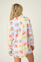 Frutta Fresca Summer Harvest Button Up Top & Short Set PJ Salvage back view with colorful fruit patterns.