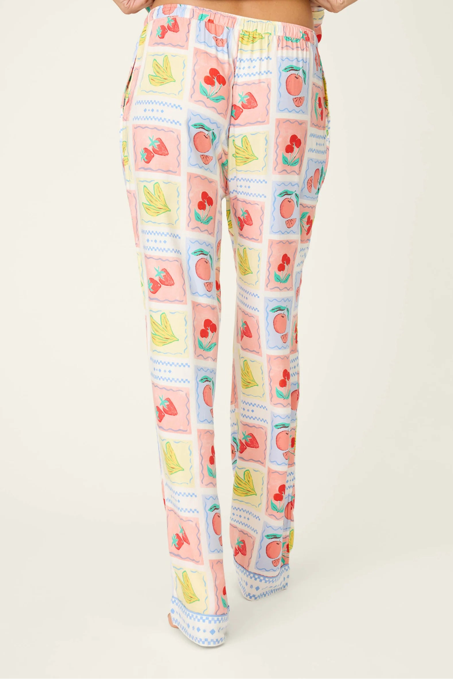 Frutta Fresca Ciao Bella Fruit Print PJ Set by PJ Salvage showcasing colorful fruit pattern pants.