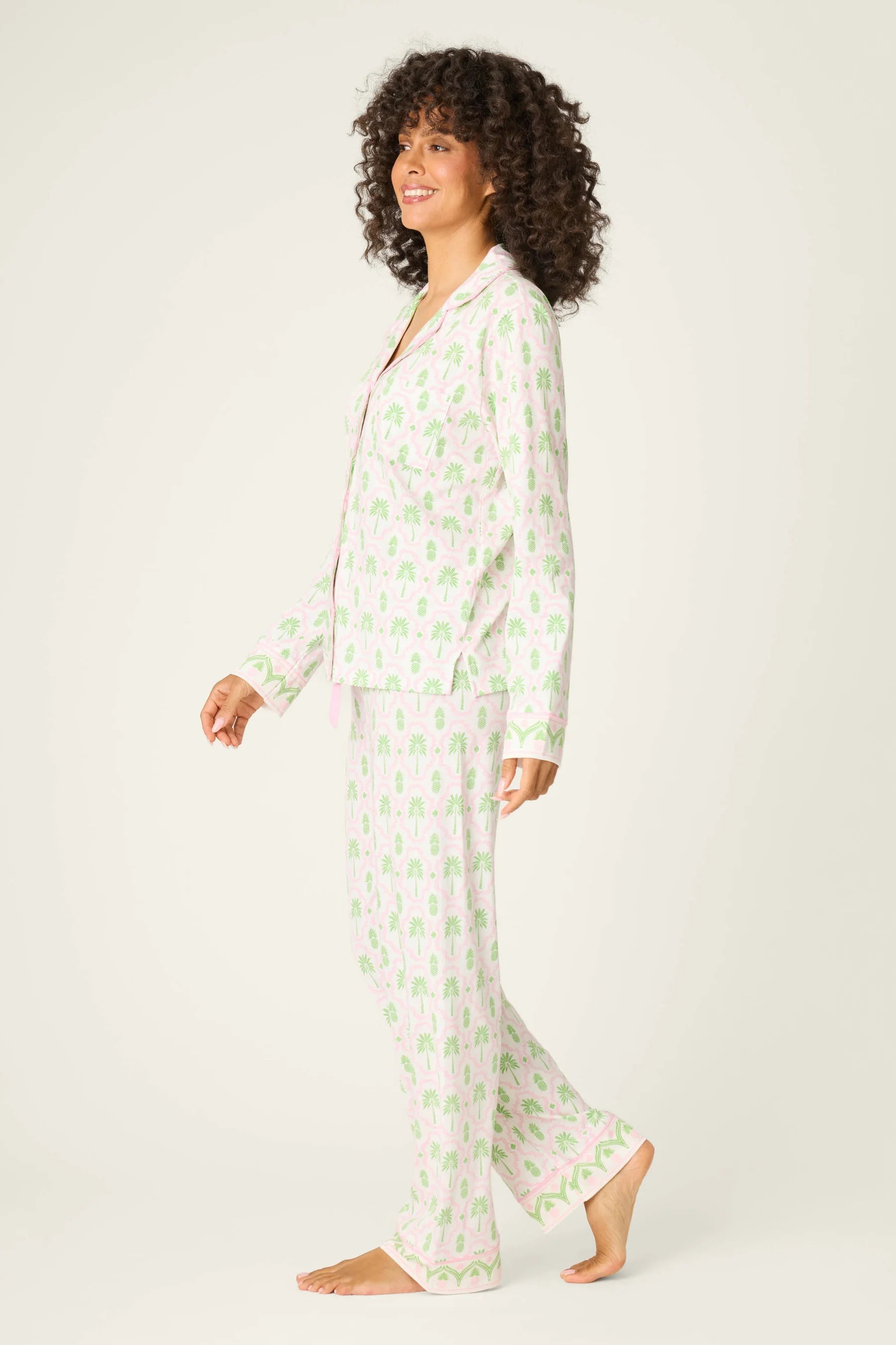 Playful Prints Cotton-Modal Long Sleeve Pajama Set by PJ Salvage in Island Time