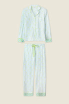 Playful Prints Cotton-Modal Long Sleeve Pajama Set by PJ Salvage featuring a light green striped design.