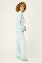Playful Prints Cotton-Modal Long Sleeve Pajama Set by PJ Salvage in Salty Cadillac Light Blue Margarita Print