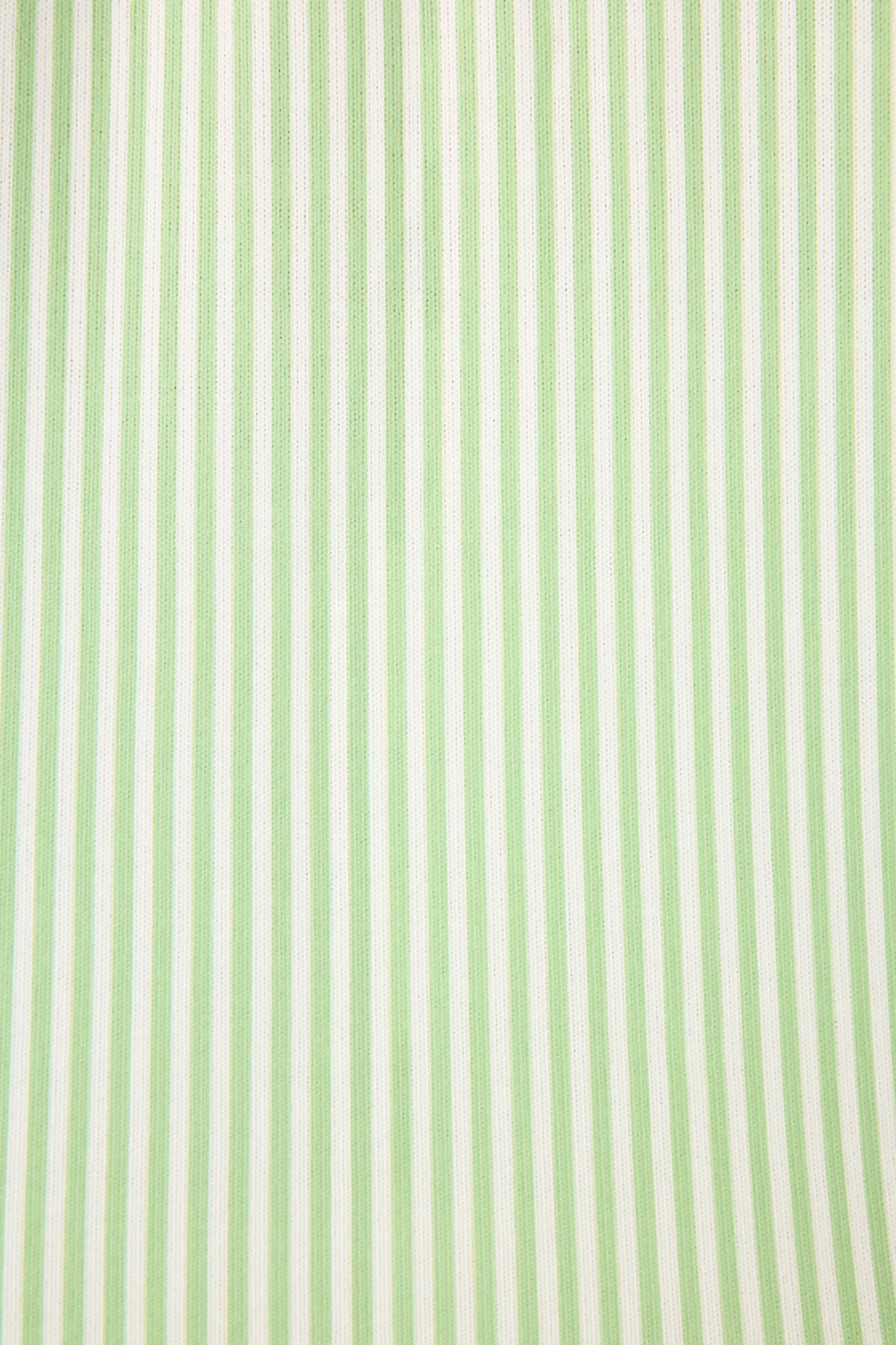 Pupcation Palms Vacay Mode Kiwi Stripe 3-Piece PJ Set PJ Salvage green and white striped fabric texture.