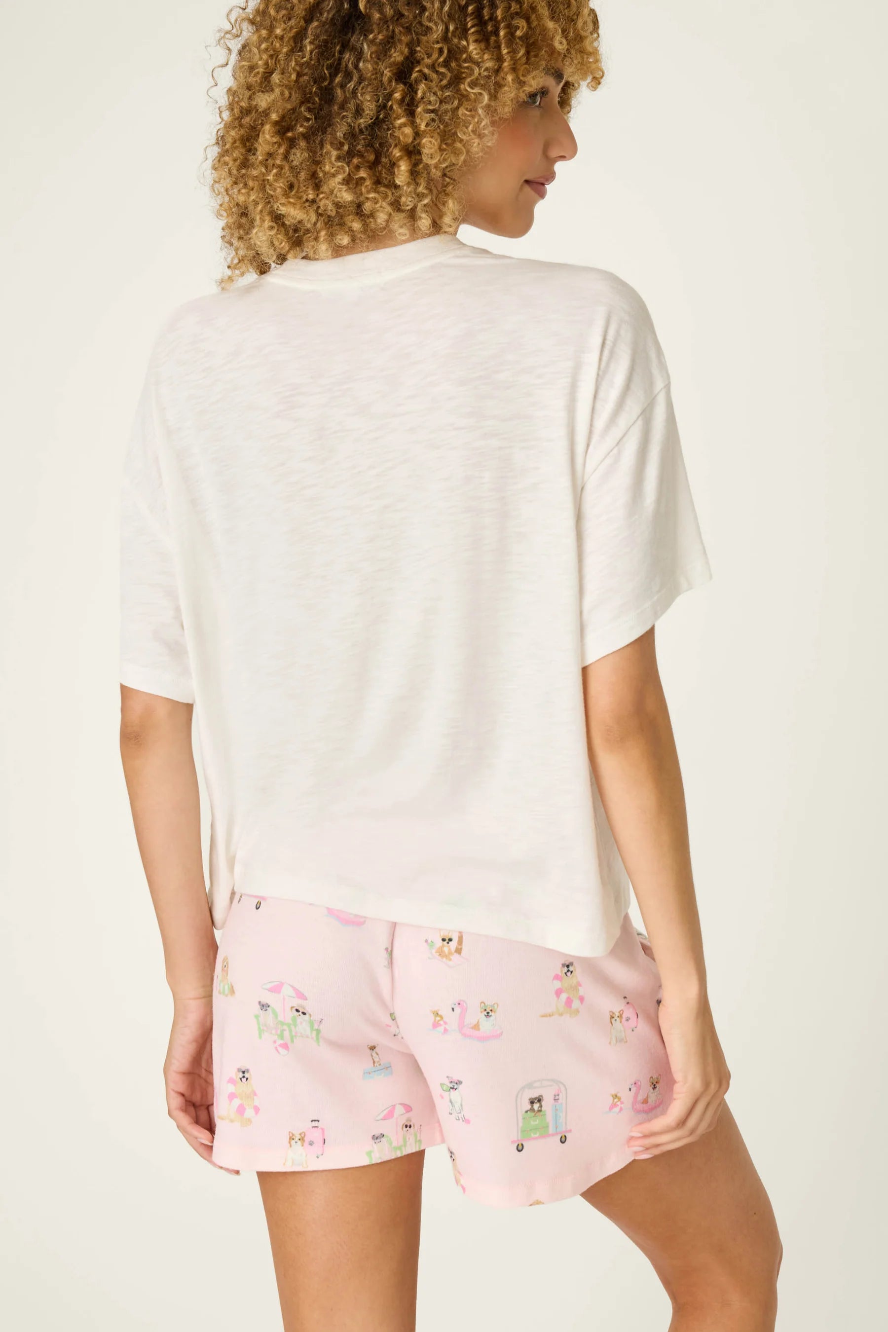 Pupcation Palms Dog Mom Graphic Tee by PJ Salvage showing the back of the t-shirt