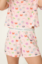 PJ Salvage Boyfriend Boxer Short PJ Set in Rosewater Sushi baby waffle knit — Cloud Nine Pajamas Edmonton
